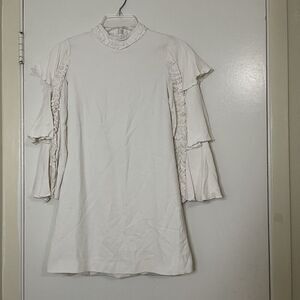 ALEXIS off white ruffle hem tiered sleeve mini dress size XS